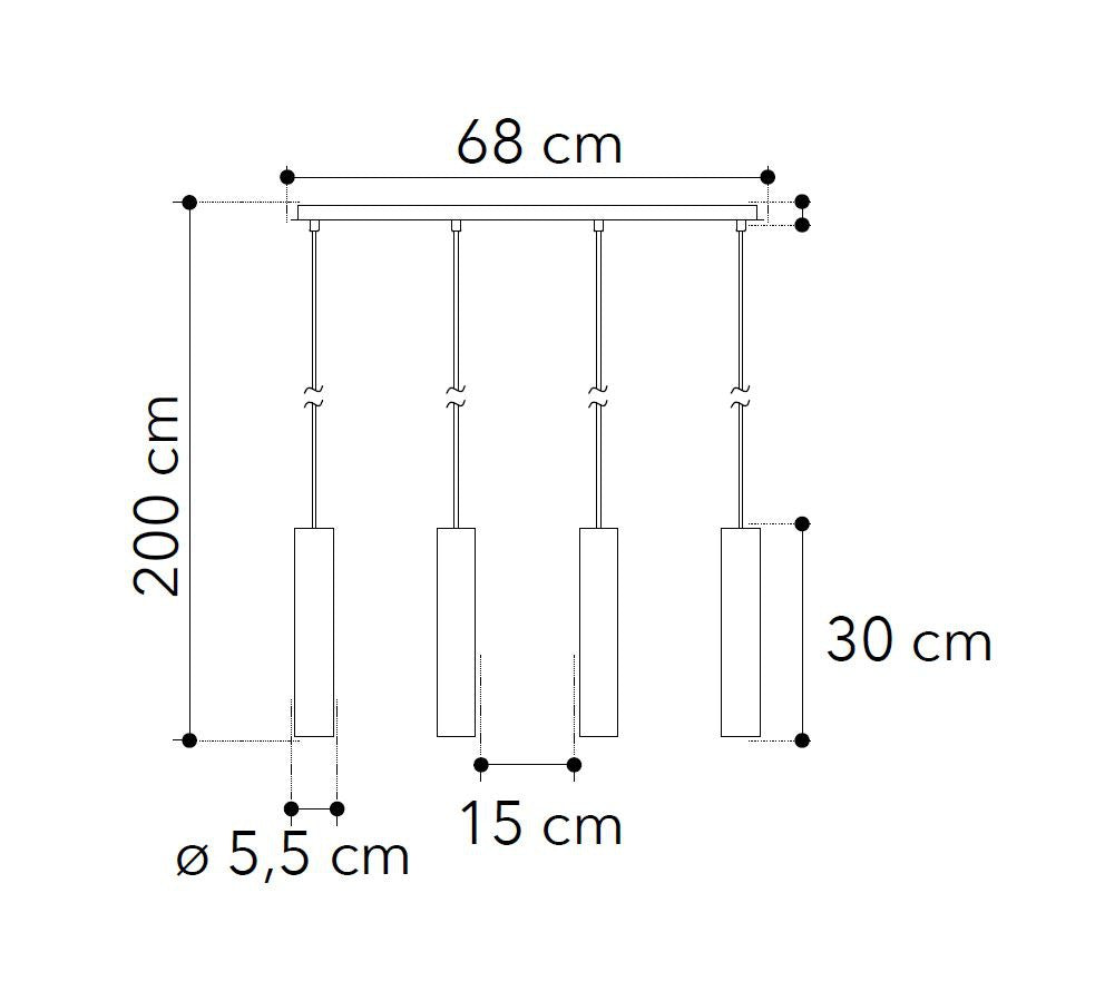 Sospensione cilindro 4XGU10 non incl. 30cm bianco-nero-oro FLUKE-S4 Sospensione cilindro 4XGU10 non incl. 30cm bianco-nero-oro FLUKE-S4